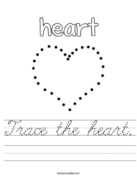 Trace the heart. Worksheet