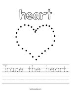 Trace the heart Handwriting Sheet