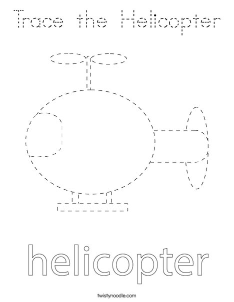 Trace the Helicopter Coloring Page