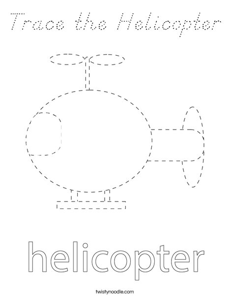 Trace the Helicopter Coloring Page