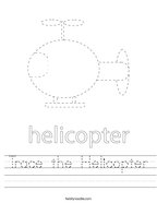 Trace the Helicopter Handwriting Sheet