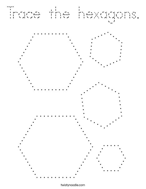 Trace the hexagons. Coloring Page