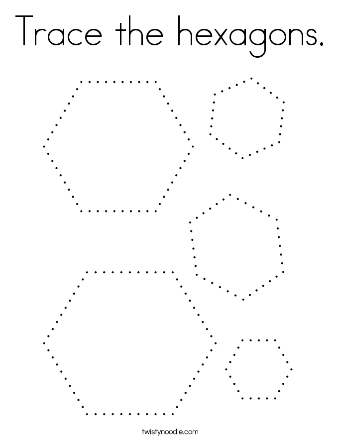 Trace the hexagons. Coloring Page