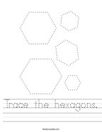 Trace the hexagons Handwriting Sheet