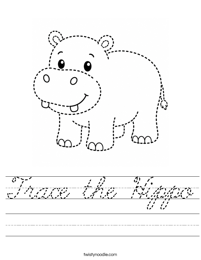Trace the Hippo Worksheet