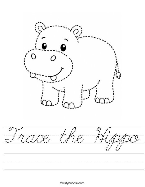Trace the Hippo Worksheet