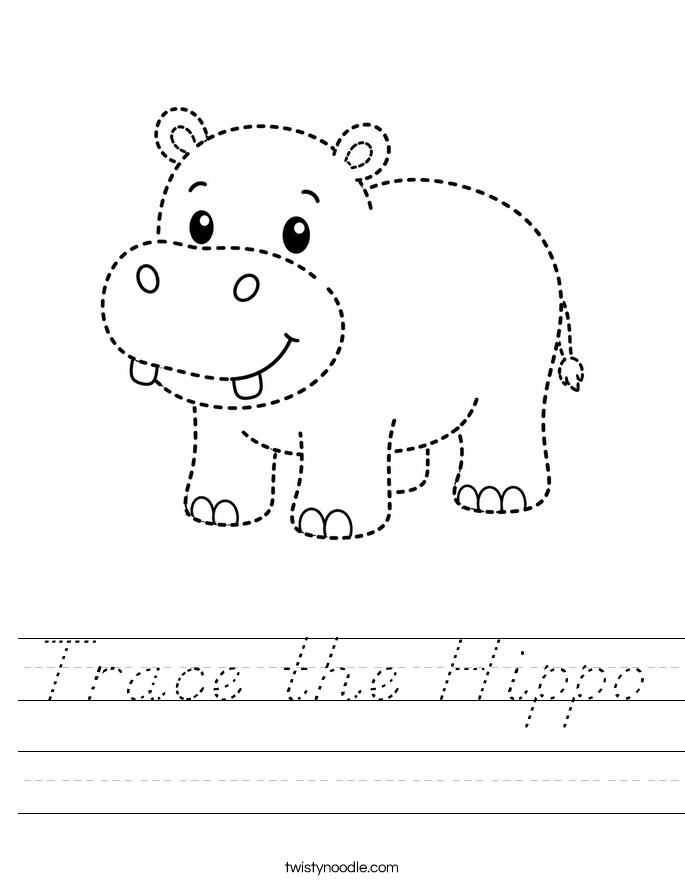 Trace the Hippo Worksheet