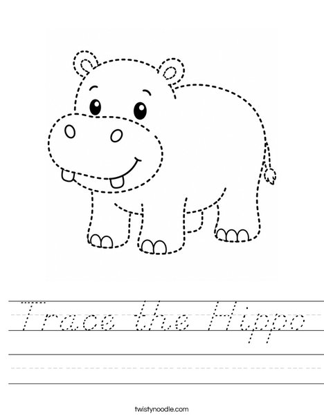 Trace the Hippo Worksheet