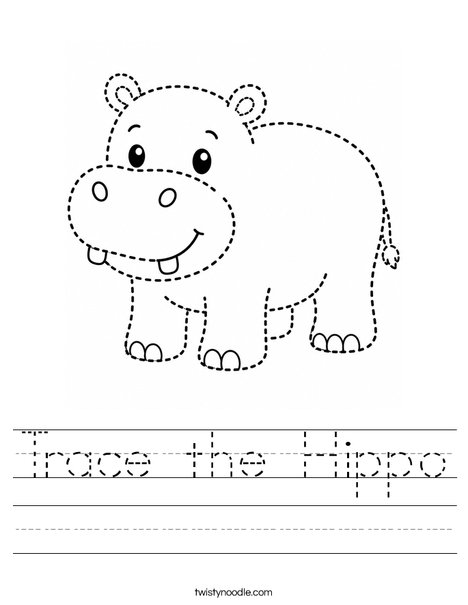 Trace the Hippo Worksheet