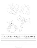 Trace the Insects Handwriting Sheet