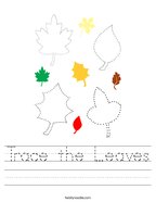 Trace the Leaves Handwriting Sheet