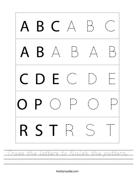 Trace the letters to finish the pattern. Worksheet