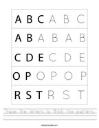 Trace the letters to finish the pattern Handwriting Sheet