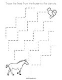 Trace the lines from the horse to the carrots Coloring Page