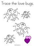 Trace the love bugs Coloring Page