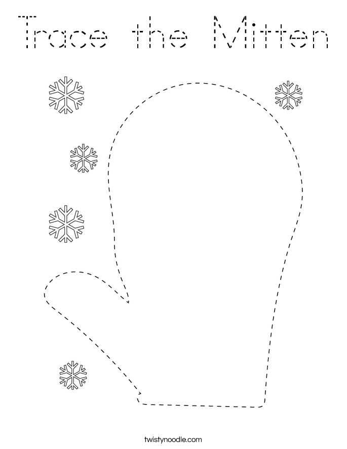 Trace the Mitten Coloring Page