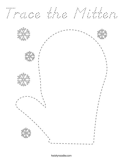 Trace the Mitten Coloring Page