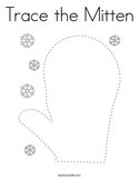 Trace the Mitten Coloring Page