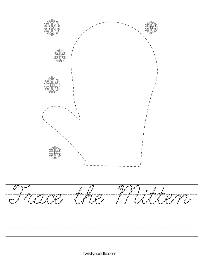 Trace the Mitten Worksheet