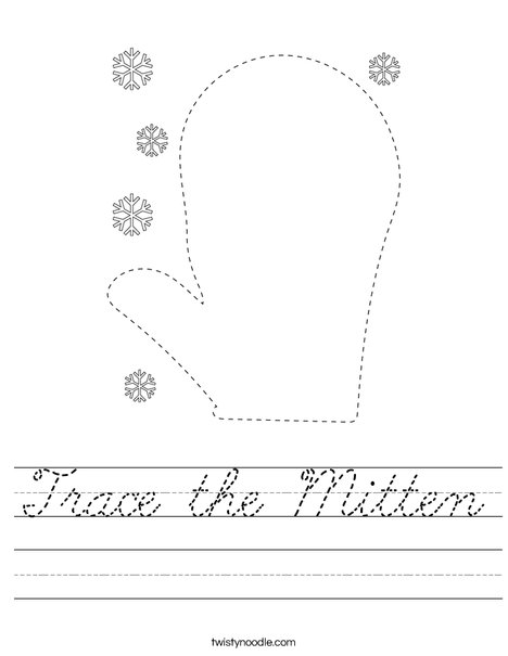 Trace the Mitten Worksheet