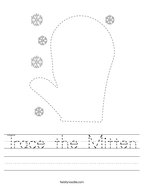 Trace the Mitten Handwriting Sheet