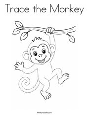 Trace the Monkey Coloring Page