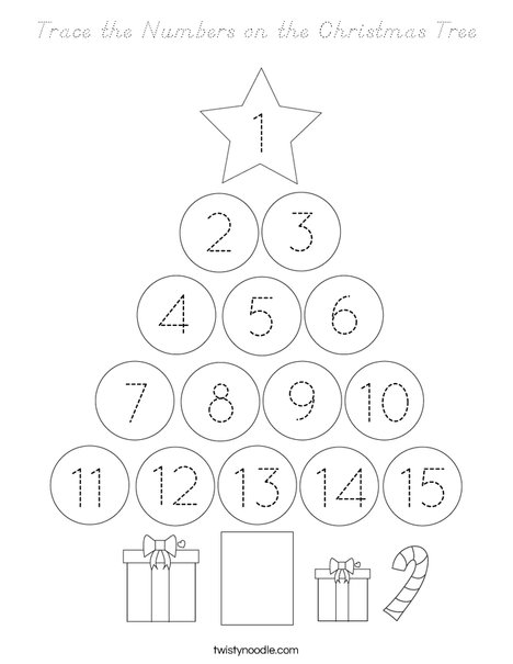 Trace the Numbers on the Christmas Tree Coloring Page