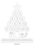 Trace the Numbers on the Christmas Tree Worksheet