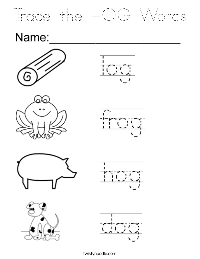 Trace the -OG Words Coloring Page
