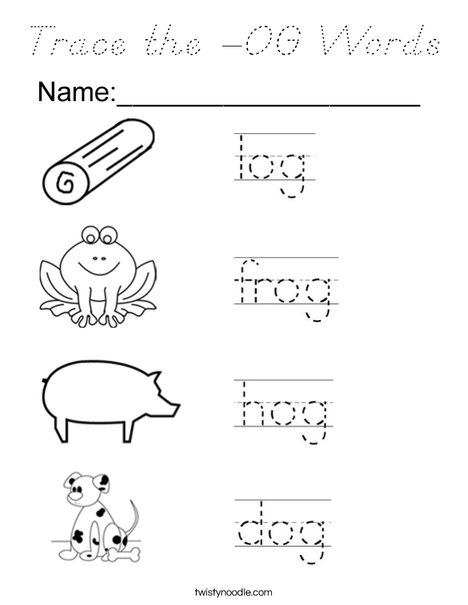 Trace the -OG Words Coloring Page