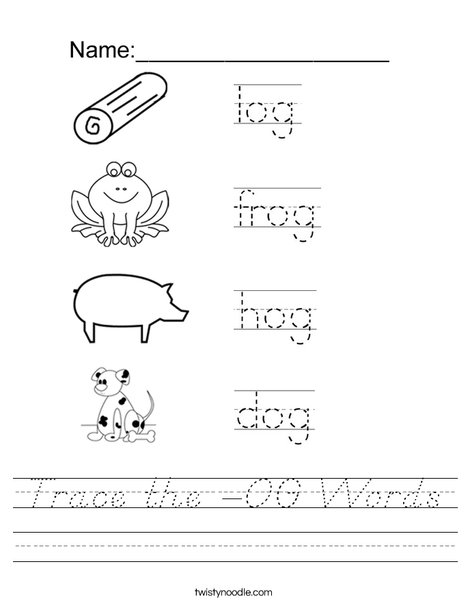 Trace the -OG Words Worksheet