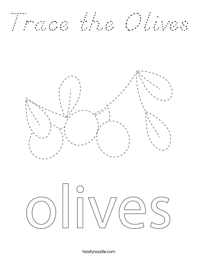 Trace the Olives Coloring Page