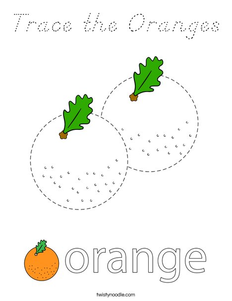 Trace the Oranges Coloring Page