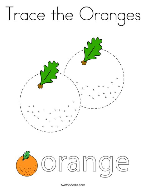 Trace the Oranges Coloring Page