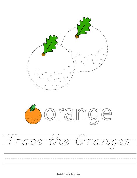 Trace the Oranges Worksheet