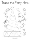 Trace the Party Hats Coloring Page