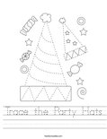 Trace the Party Hats Worksheet