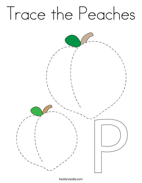 Trace the Peaches Coloring Page