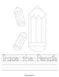 Trace the Pencils Worksheet