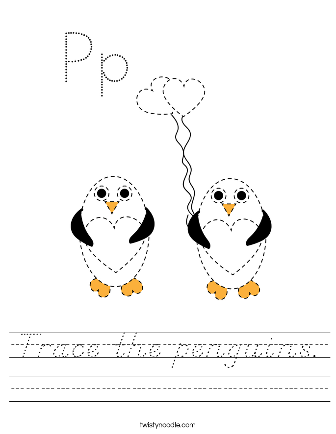 Trace the penguins. Worksheet