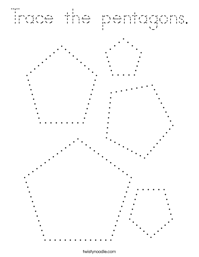 Trace the pentagons Coloring Page - Tracing - Twisty Noodle