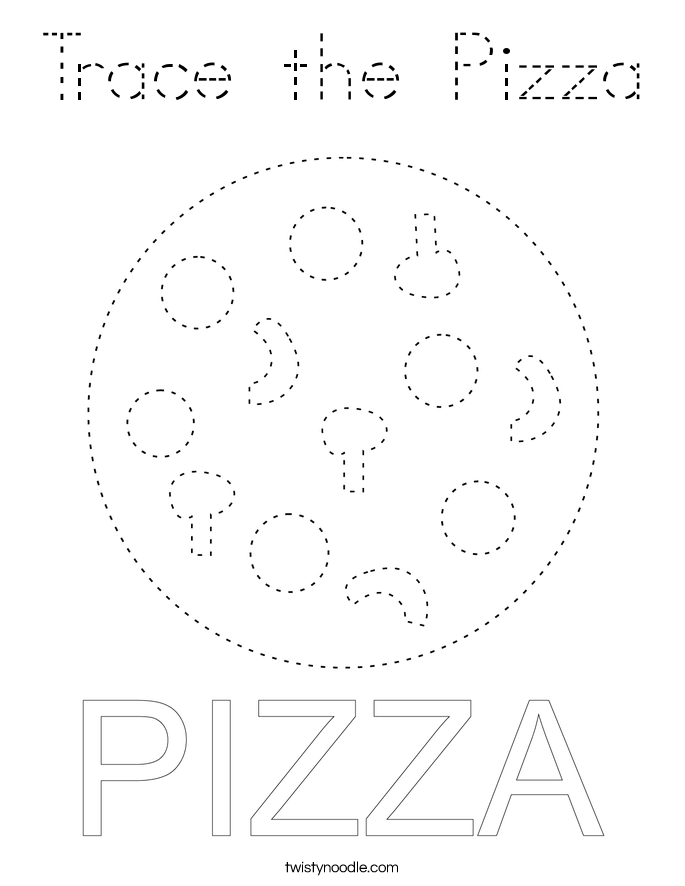 Trace the Pizza Coloring Page