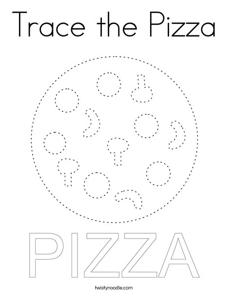 Trace the Pizza Coloring Page