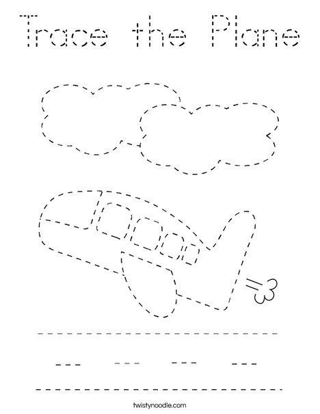 Trace the Plane Coloring Page - Tracing - Twisty Noodle