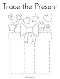Trace the Present Coloring Page