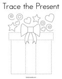 Trace the Present Coloring Page