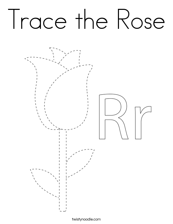 Trace the Rose Coloring Page