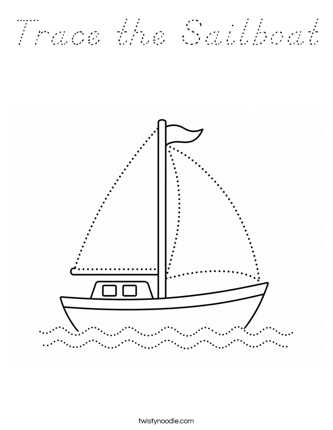 Trace the Sailboat Coloring Page