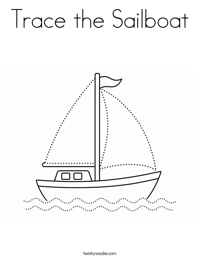 Trace the Sailboat Coloring Page