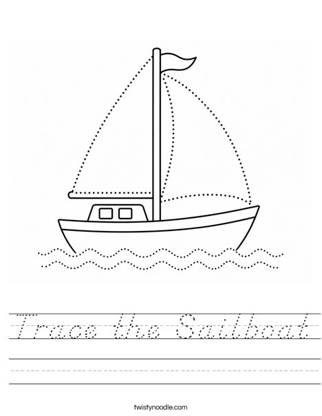 Trace the Sailboat Worksheet